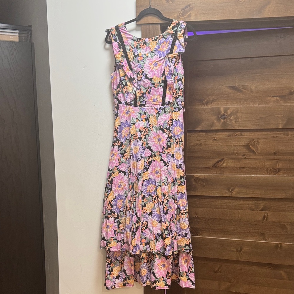 Petal & Pup High Neck Delvita Dress - Pink and Purple